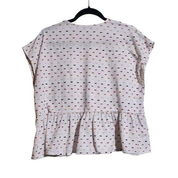 Madewell Peplum Crossover Top in Rainbow Clipdot XL Festival Boho Colorful Light - Picture 7 of 12